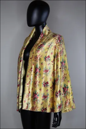 Vintage 1930s Yellow Floral Silk Kimono Jacket