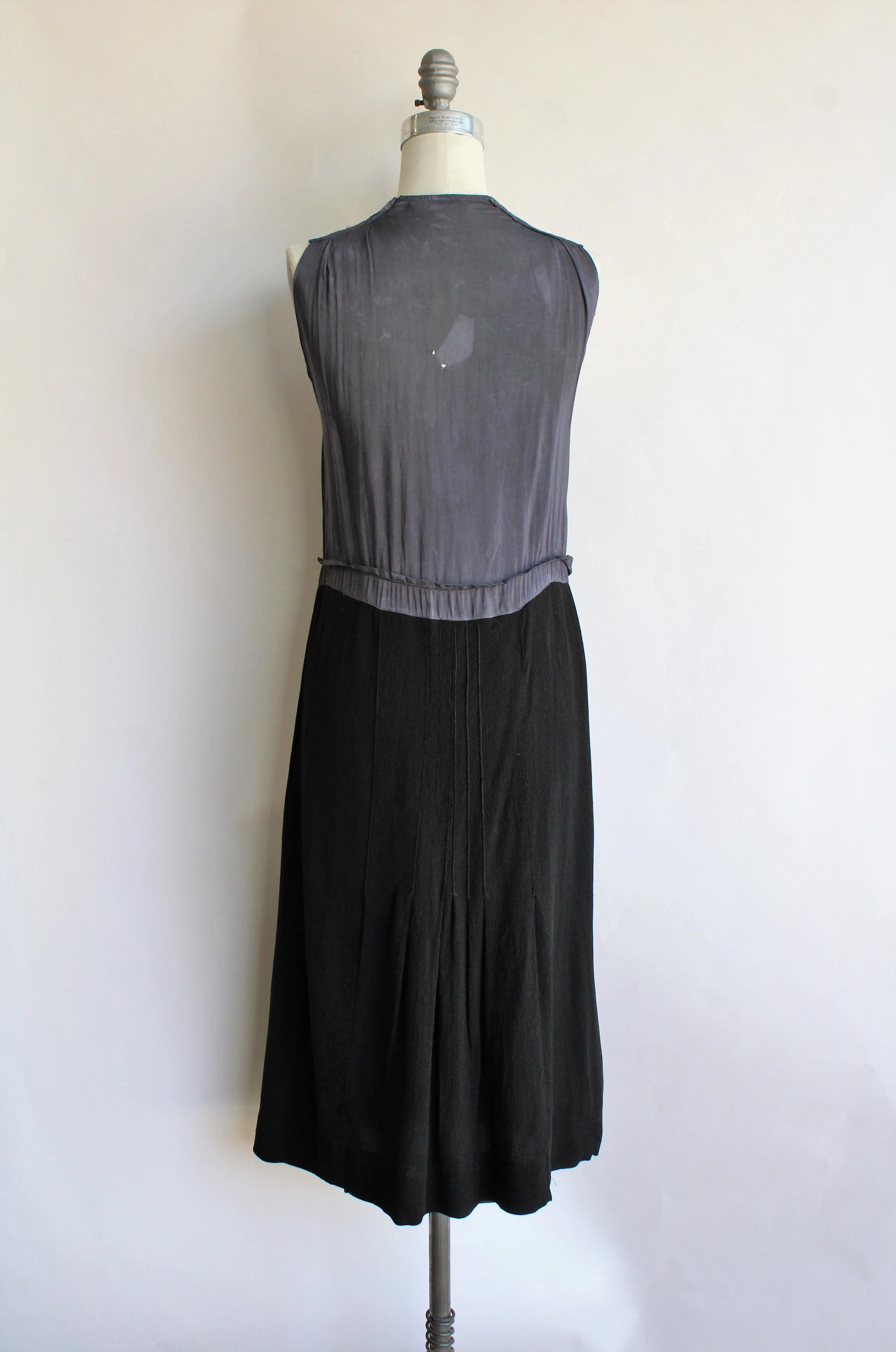 Vintage 1940s Black Rayon Dress with Criss Cross Bodice