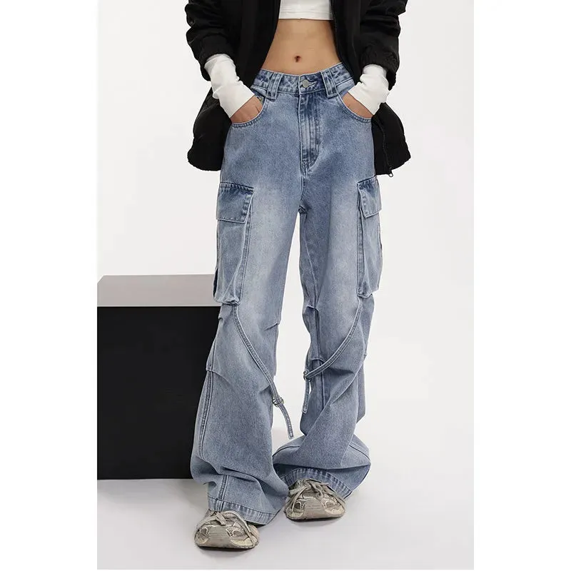 Vintage Denim Wide Leg Baggy Casual Pants