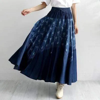 Vintage Pleated Denim Skirt