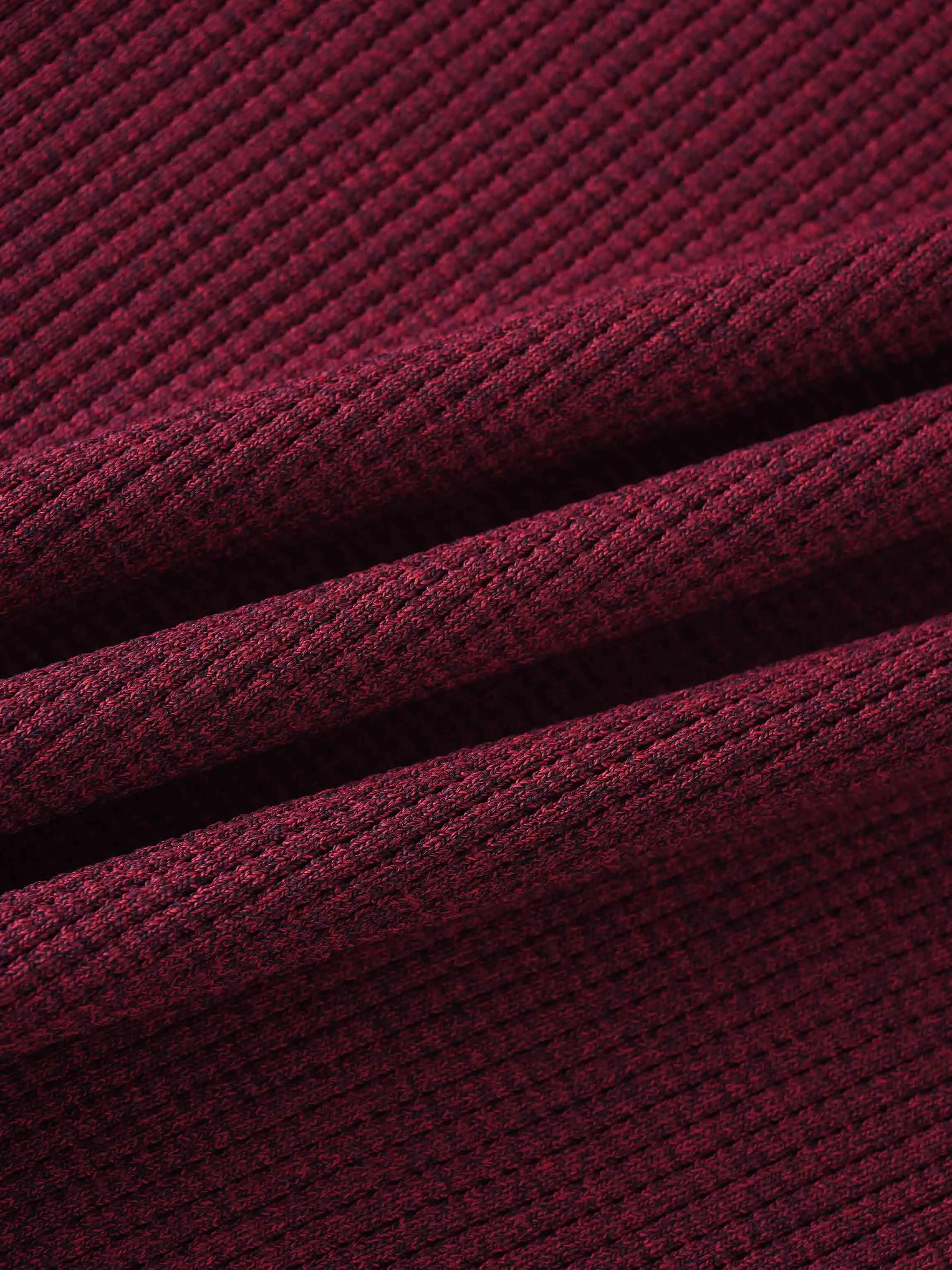 Waffle Collared Sweater-Heathered Cranberry