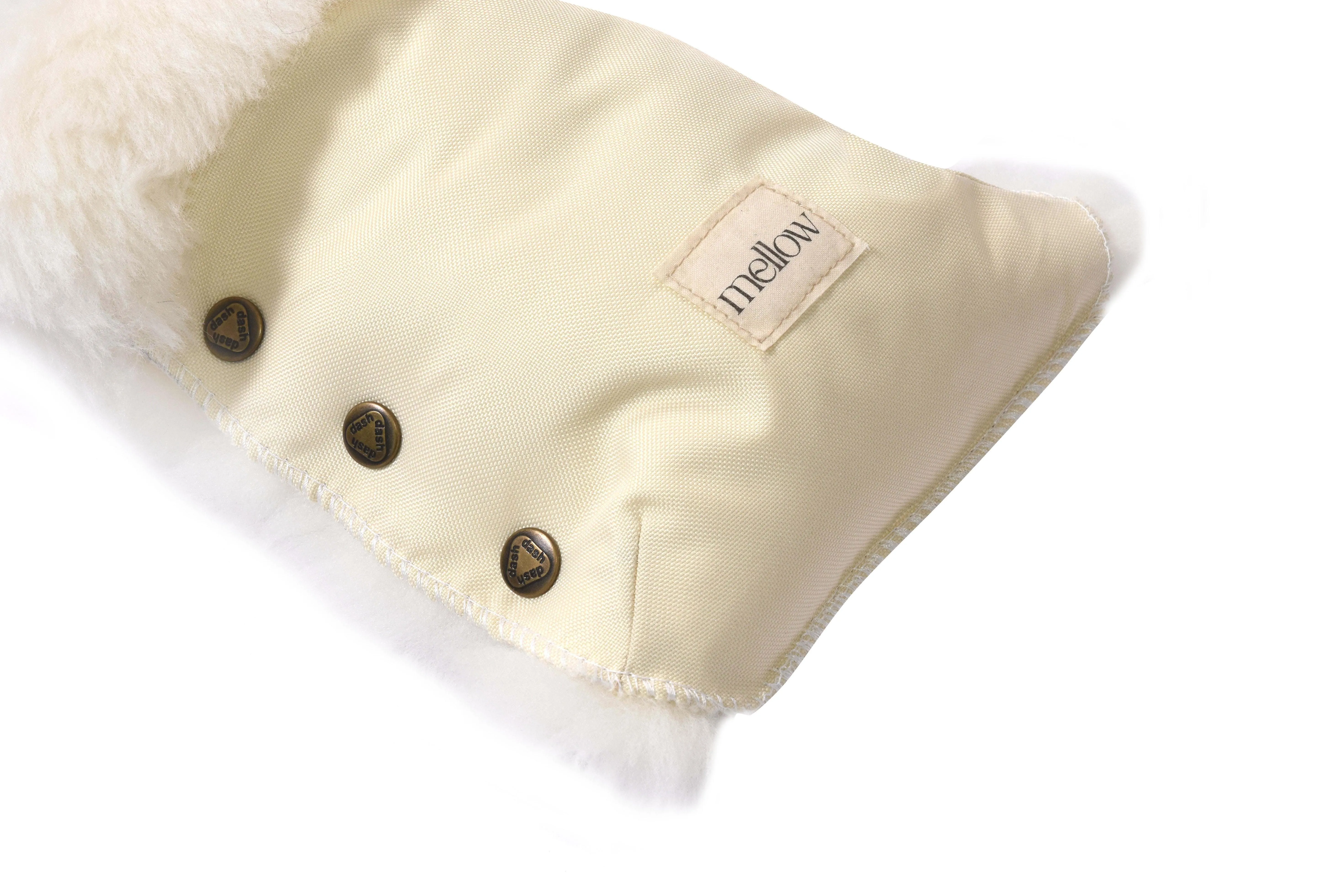 Waterproof Natural Sheepskin Stroller Hand Muffs - White