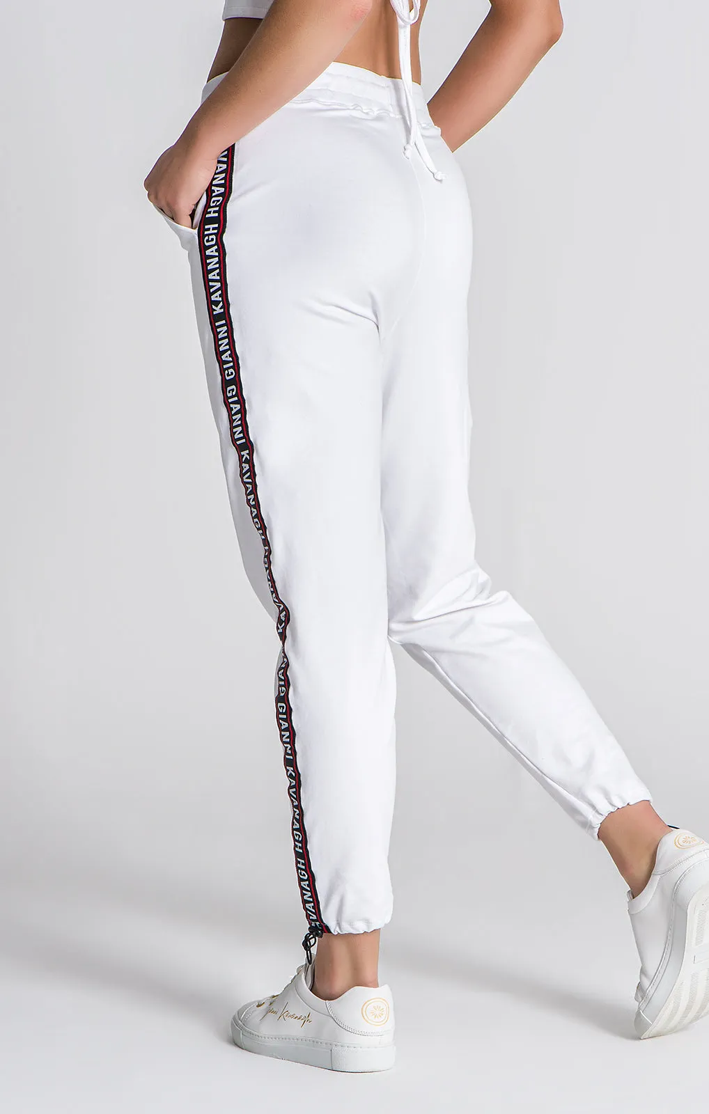 White Attitude Ribbon Joggers