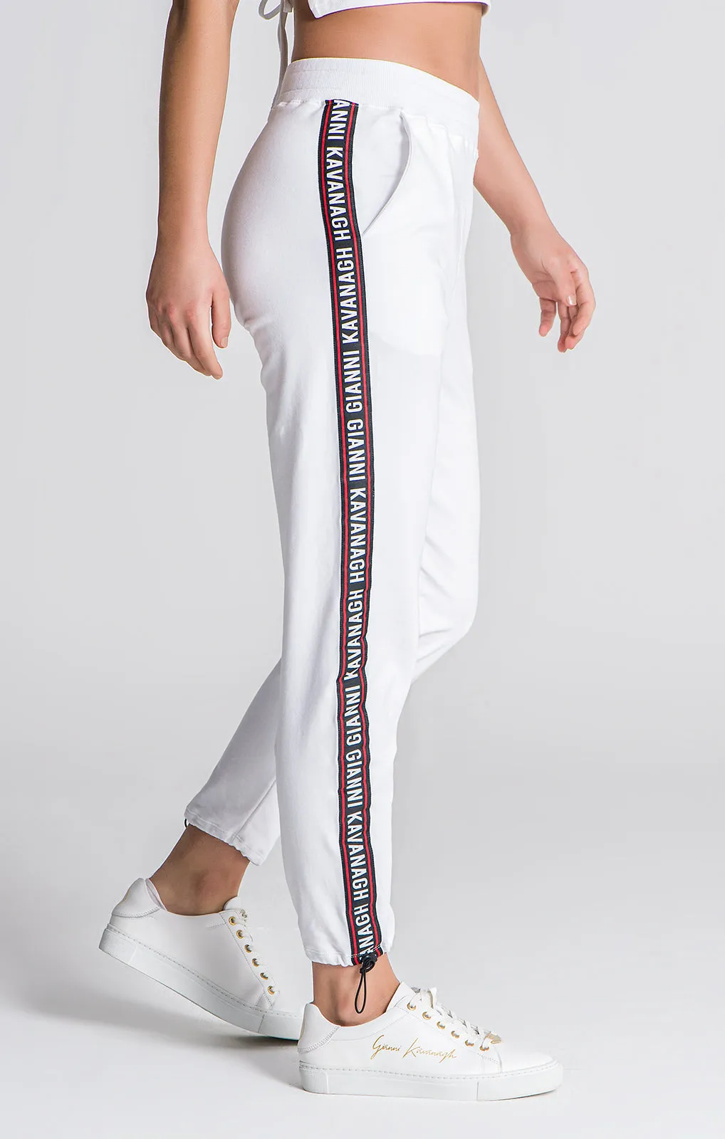 White Attitude Ribbon Joggers