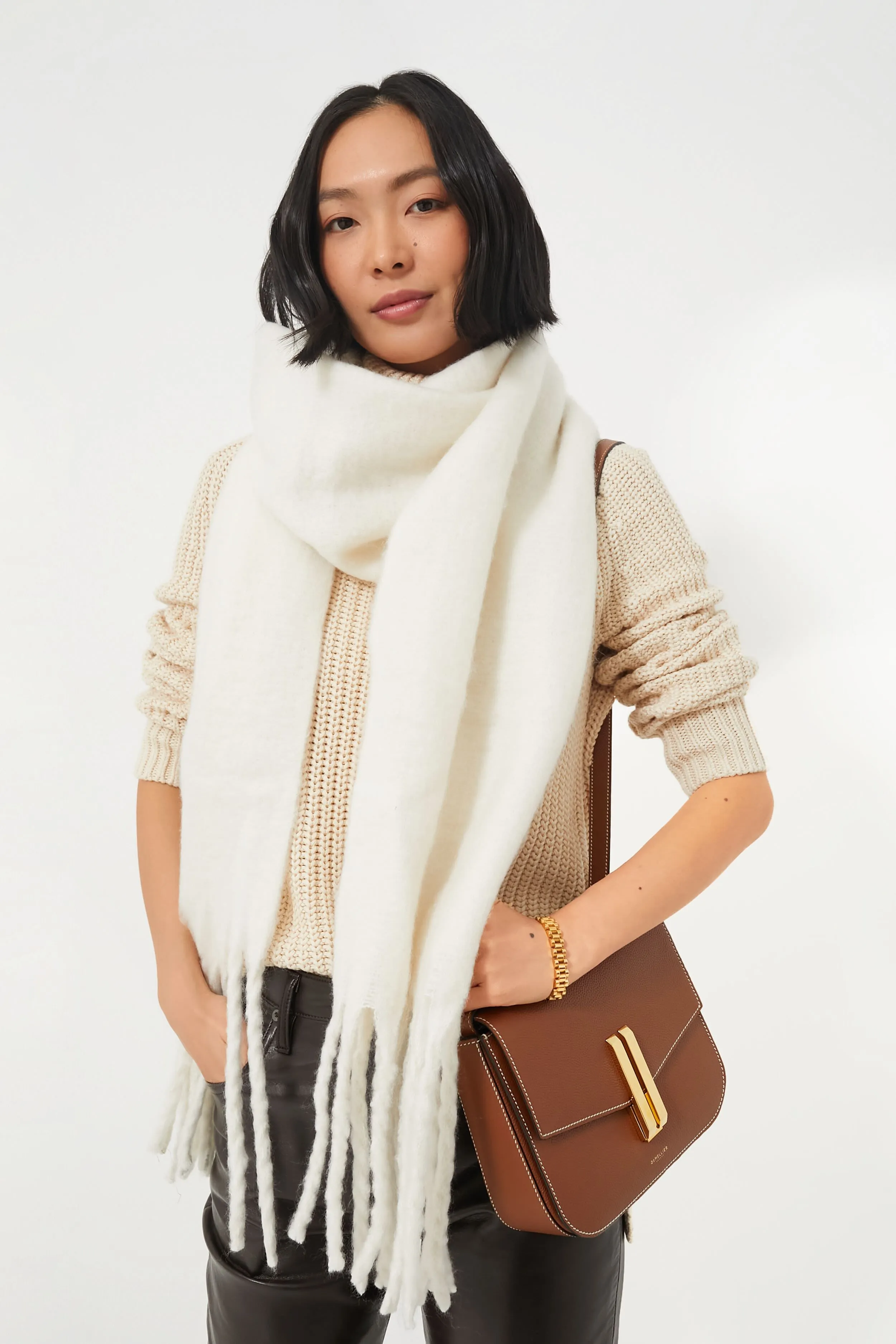 Winter White Chic Solid Scarf