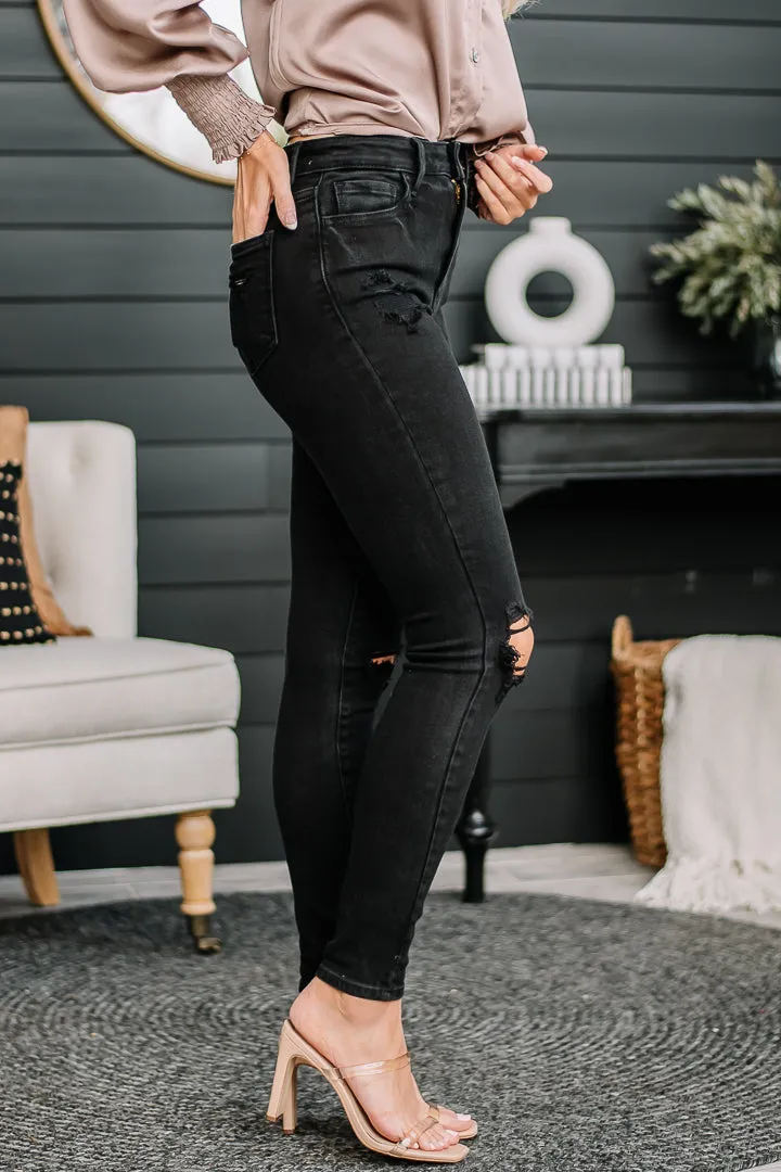 Wishful Thinking Distressed Skinny Jeans | Black