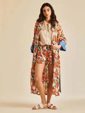 Women Long Kimono Spring Flower - ملابس سباحة