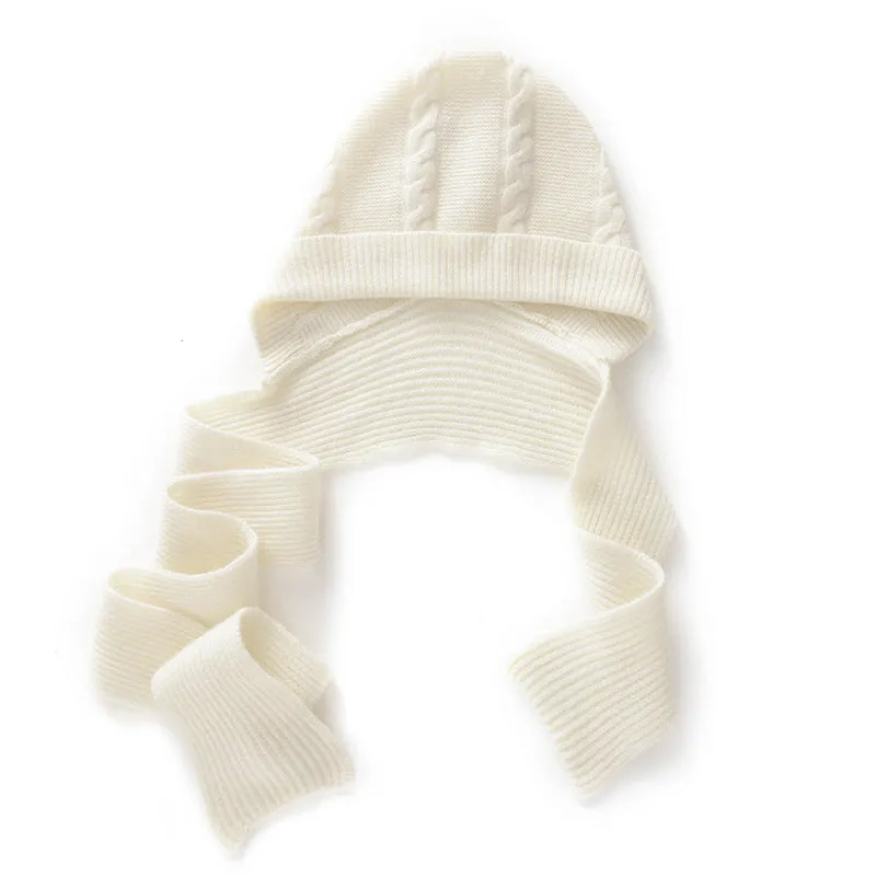 Women Winter Knit Cashmere Hooded Scarf Pullover Headscarf Hoodie Hat