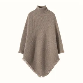 Women's 100% Pure Cashmere Knitted Shawl Wrap - Extra Large Turtleneck Cloak Pashmina Stole