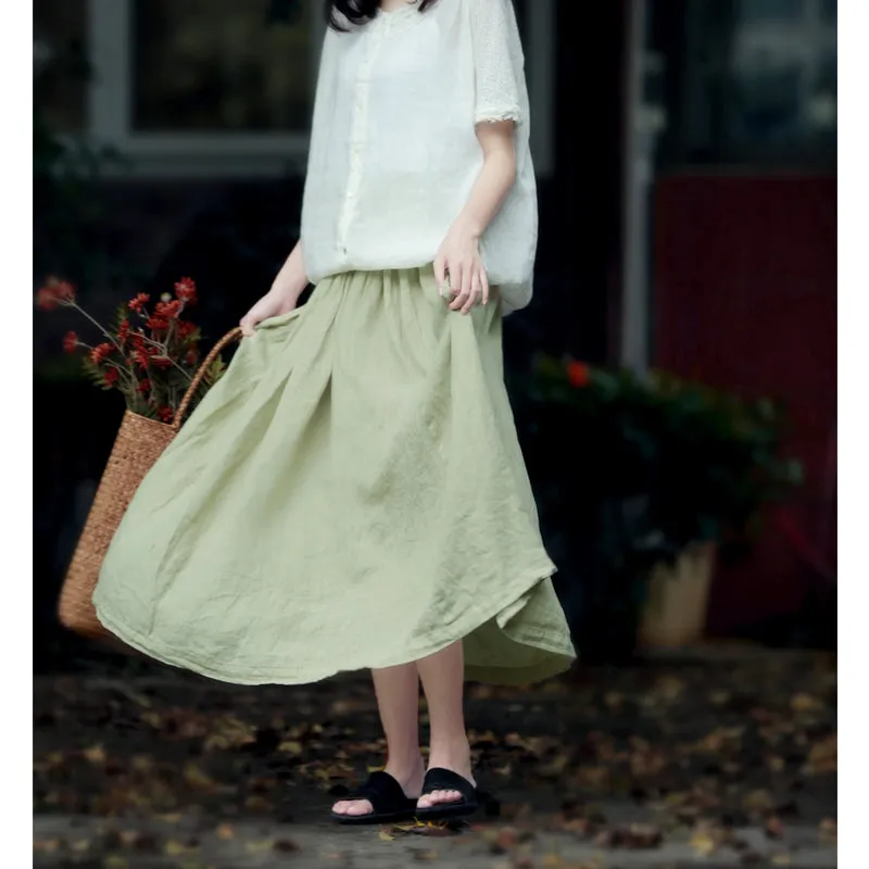 Women's Skirts Summer Linen Skirt  GU98407