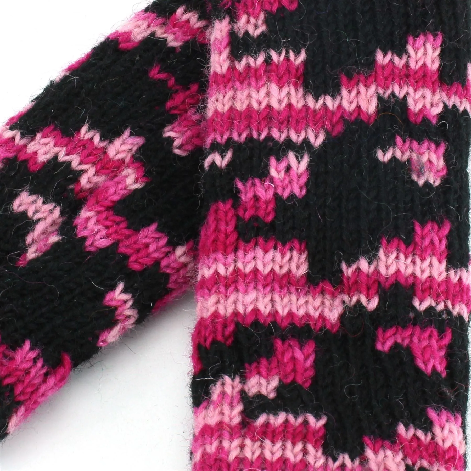 Wool Knit Arm Warmer - Pink Houndstooth