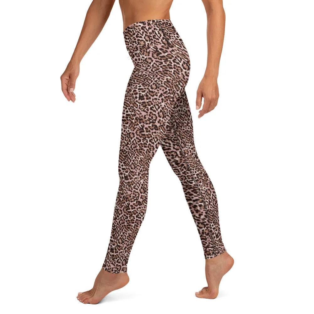 Yoga Leggings in Abstract Pink Leopard