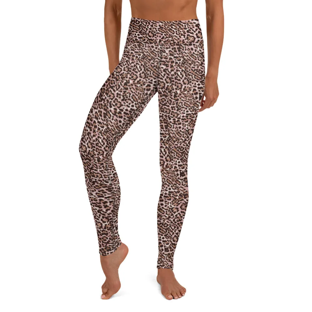 Yoga Leggings in Abstract Pink Leopard