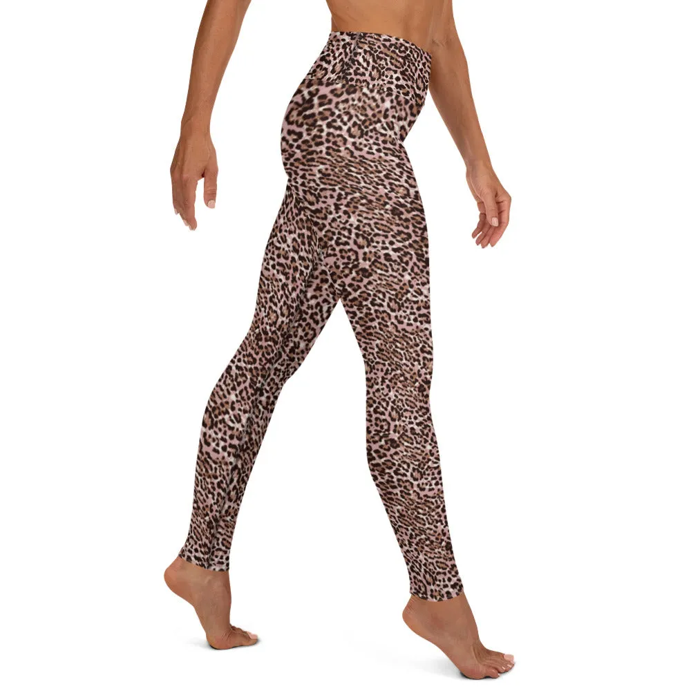 Yoga Leggings in Abstract Pink Leopard